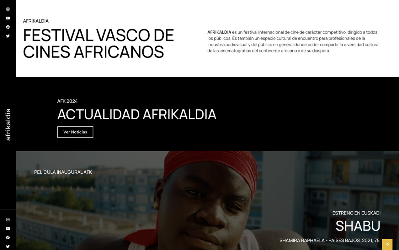 Sitio Web Festival Vasco Cines Africanos - Página web principal